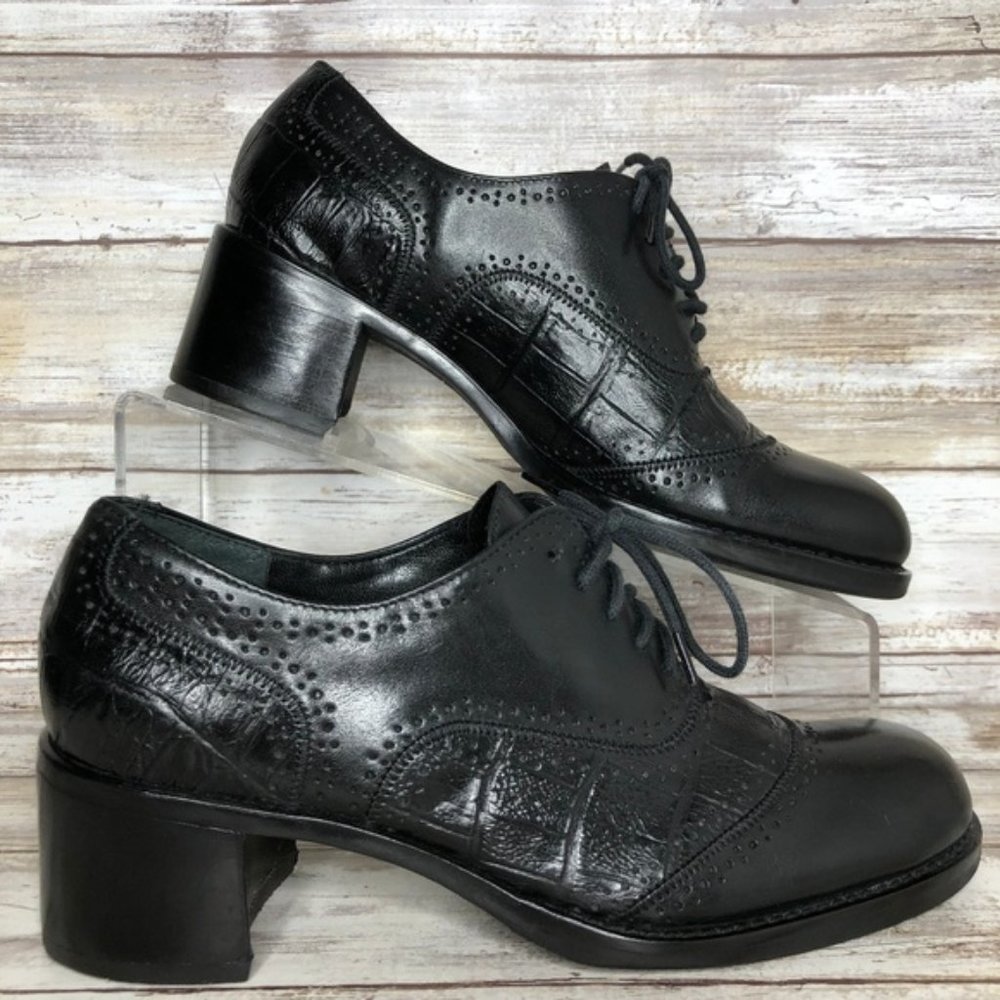 Franco Sarto 6 Black Leather Dress Oxford